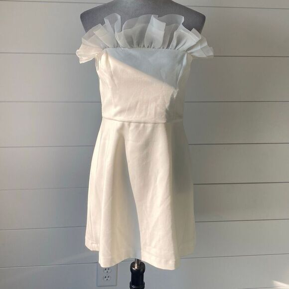 FRENCH CONNECTION Whisper Organza Strapless Dress Size 10 - Picture 4 of 11